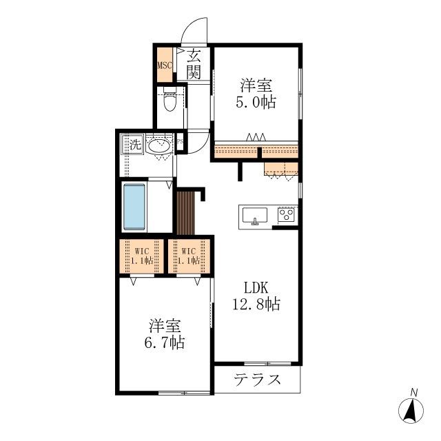 MAISON DE CALME(2LDK/2階)の間取り写真