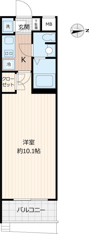 BEVERLY HOMES赤塚公園II(1K/3階)の間取り写真