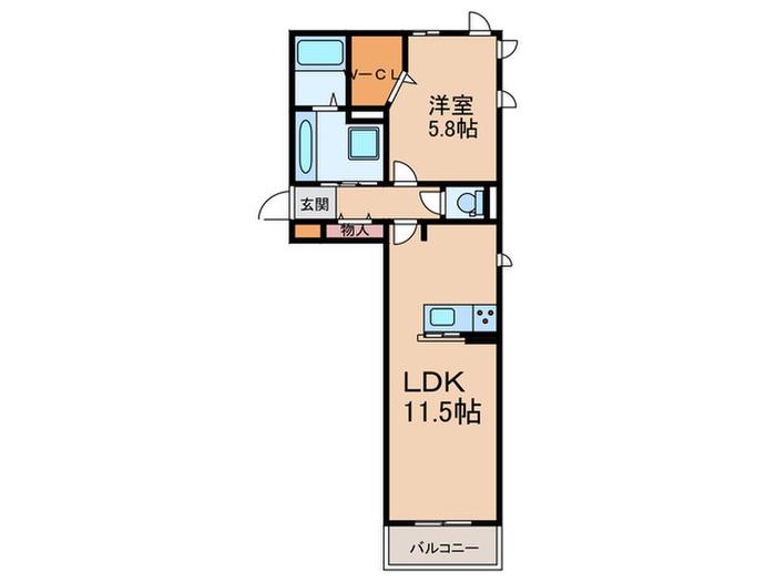 D-ROOM那の川(1LDK/3階)の間取り写真