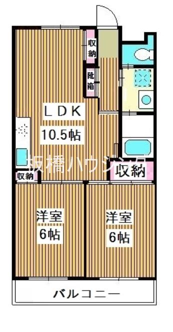 ウエストヒルズ21(2LDK/7階)の間取り写真
