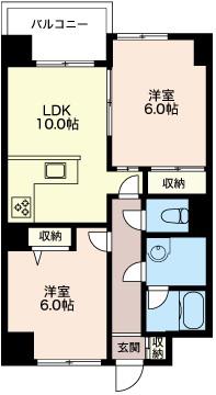 アクトレスフタバ(2LDK/2階)の間取り写真