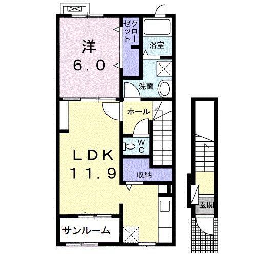 セルバ・セレッソ(1LDK/2階)の間取り写真