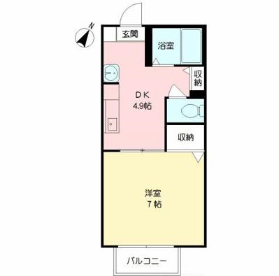 パルドミール II棟(1DK/2階)の間取り写真