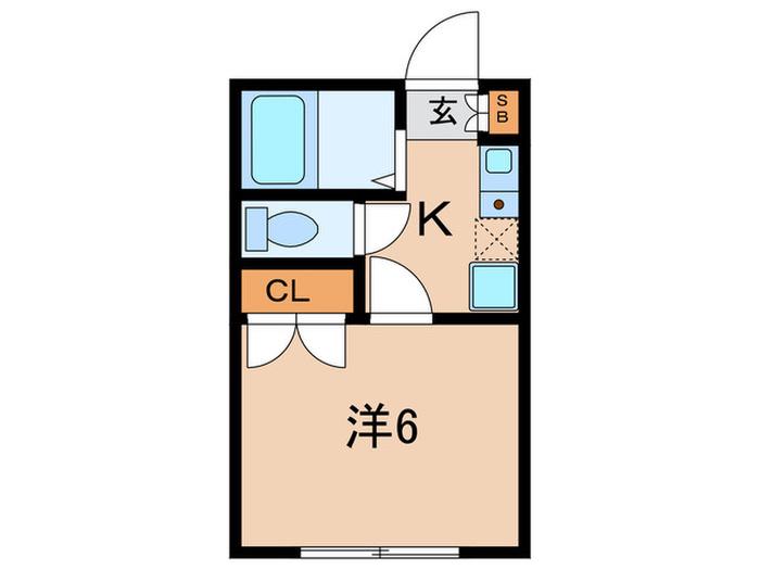 ラクーネII(1K/1階)の間取り写真