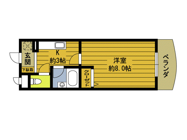 ADANIY KITSUKI II(1K/4階)の間取り写真
