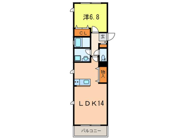 リヴェール岡本(1LDK/2階)の間取り写真