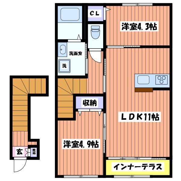 ブラン メゾンIII(2LDK/2階)の間取り写真