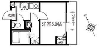 メルディア東大宮III(1K/2階)の間取り写真