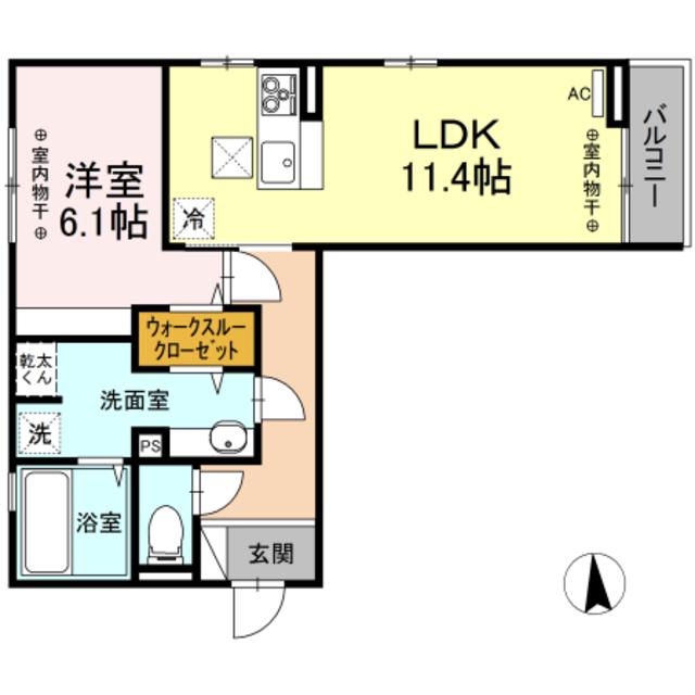 ノーブル スクエア A(1LDK/1階)の間取り写真
