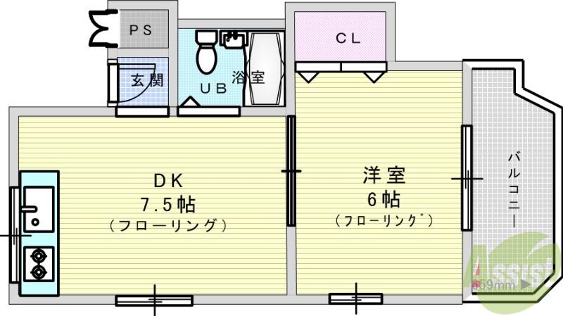 服部コーポ(1DK/2階)の間取り写真