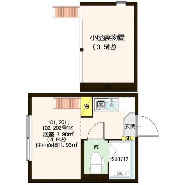 プレミア経堂(ワンルーム/1階)の間取り写真