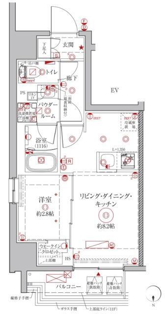 クレイシアIDZ鶴見(1LDK/9階)の間取り写真
