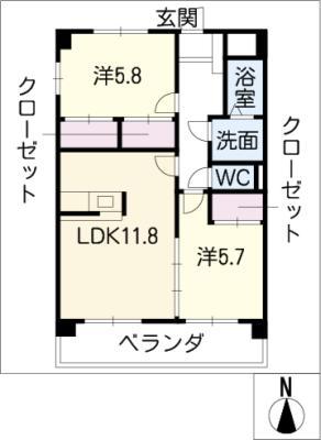 Yアルモニー(2LDK/1階)の間取り写真
