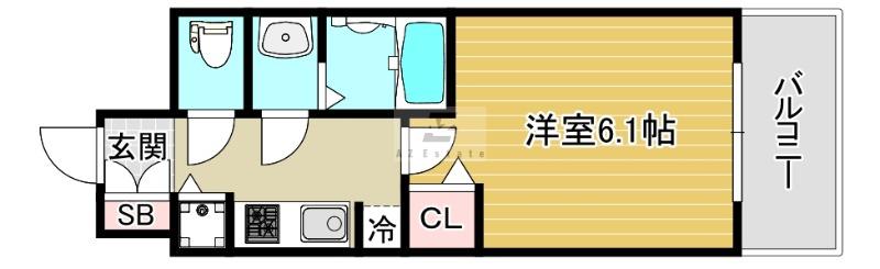 プレサンス難波セレクト(1K/6階)の間取り写真
