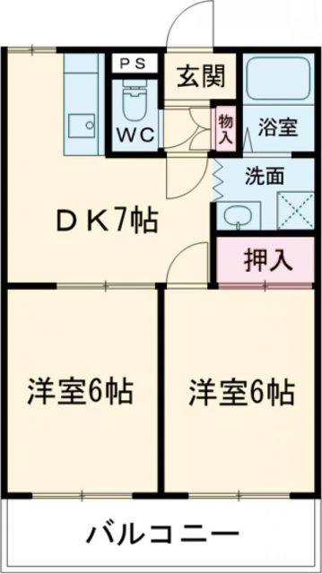 プレシャスI(2DK/2階)の間取り写真