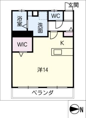 グランメールK(ワンルーム/1階)の間取り写真
