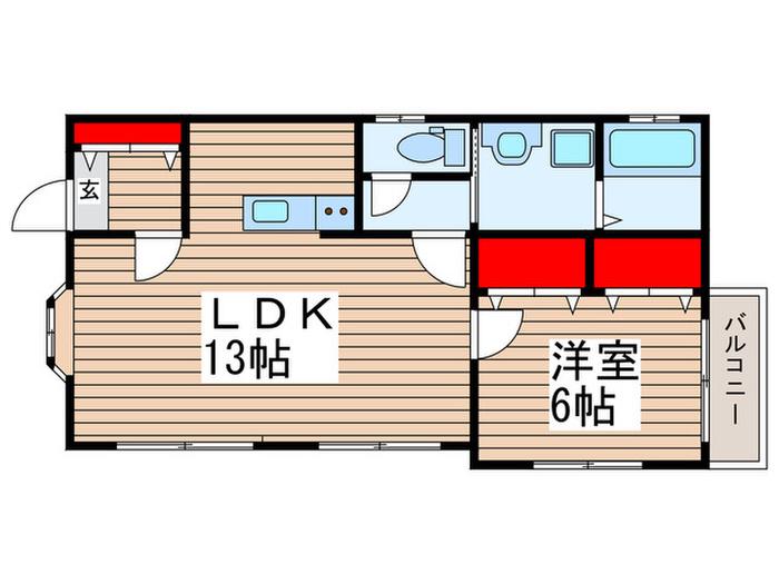 サンコーポ宮戸(1LDK/1階)の間取り写真