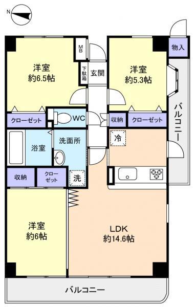ラフィーネ八千代(3LDK/7階)の間取り写真