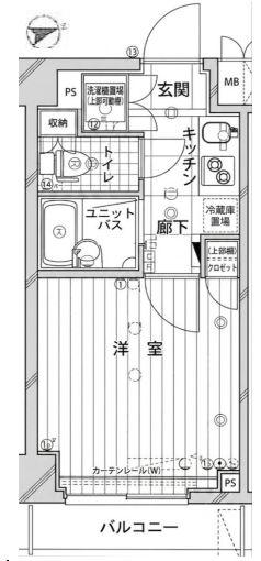 ルーブル京浜蒲田(1K/5階)の間取り写真