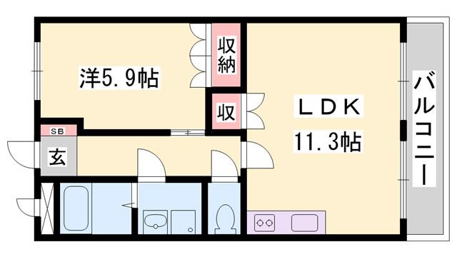 アネックス砥堀(1LDK/1階)の間取り写真
