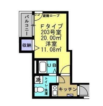 SINCREASE一之江(1K/2階)の間取り写真