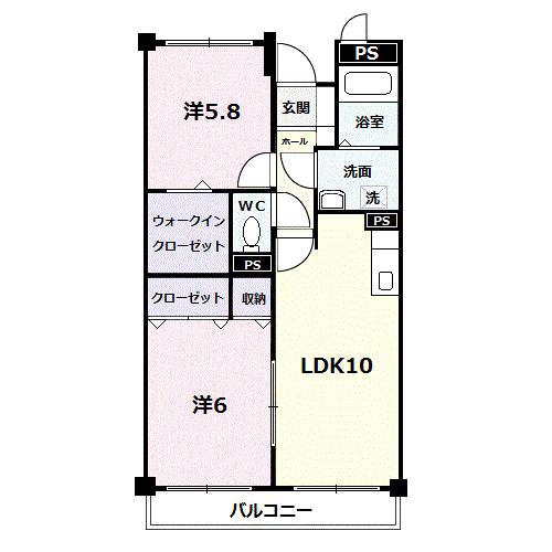 グレイスフルT・K(2LDK/4階)の間取り写真