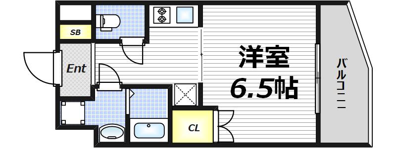 エスプレイス阿波座パークテラス(1K/6階)の間取り写真
