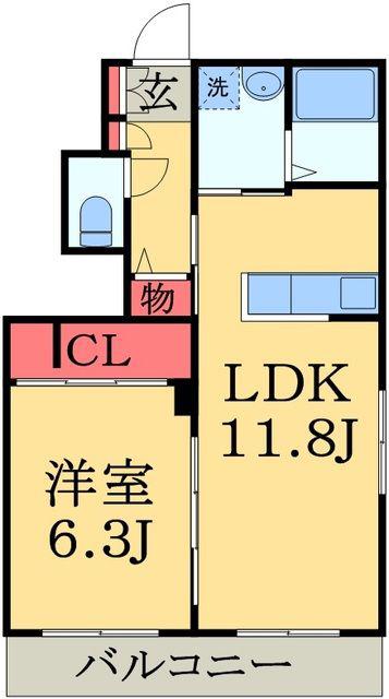 メゾンリバーアイランドA(1LDK/1階)の間取り写真