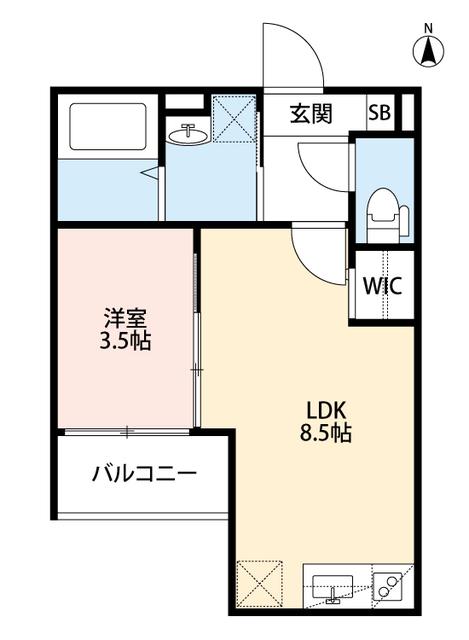 PRATT LUMIERE 北島(1LDK/2階)の間取り写真
