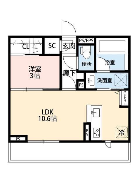 ブライトアオキ(1LDK/3階)の間取り写真