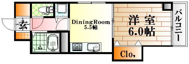 RAFFINE堺町(1DK/8階)の間取り写真