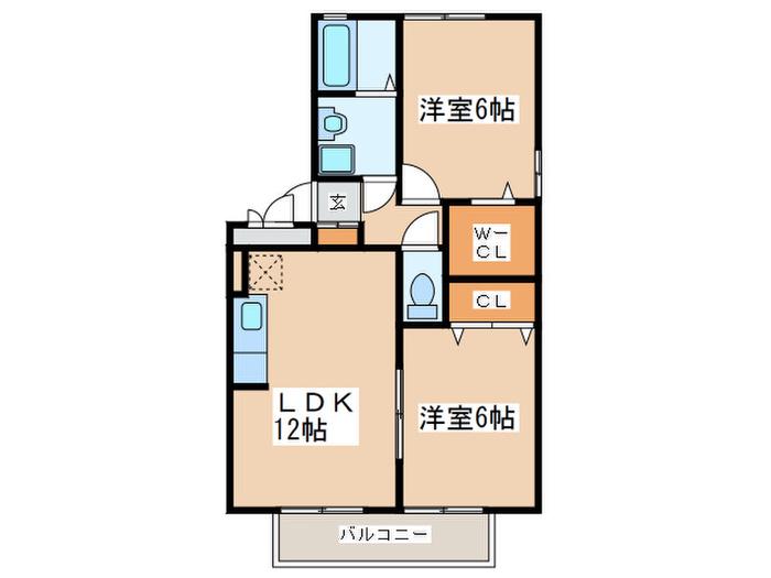 グリーンヒル・ミチホA(2LDK/1階)の間取り写真