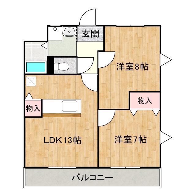 コーポアルファー(2LDK/3階)の間取り写真