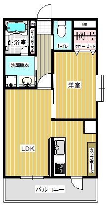 チアフルビューティ月出II(1LDK/2階)の間取り写真