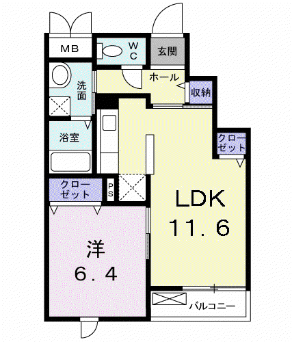 ミルト・ブリーゼ(1LDK/3階)の間取り写真