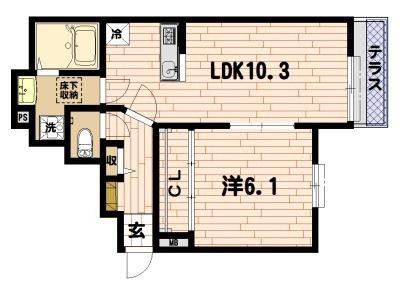 SUNNYHOUSEI(1LDK/1階)の間取り写真