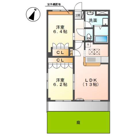 エスポアール(2LDK/1階)の間取り写真