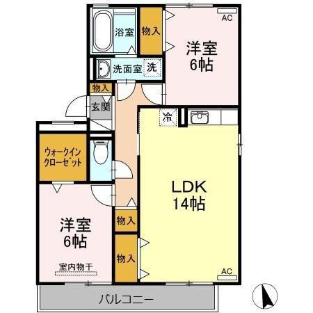 グランドゥール笹塚(2LDK/2階)の間取り写真
