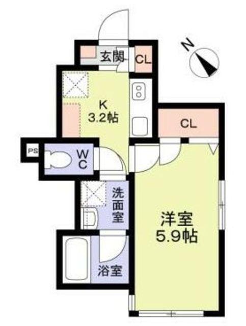 WOODCREST沼袋TERRACE(1K/1階)の間取り写真