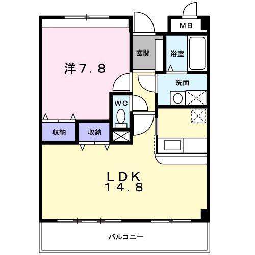 ジュネス上池田(1LDK/4階)の間取り写真