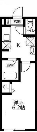 ブラン堀切菖蒲園(1K/2階)の間取り写真