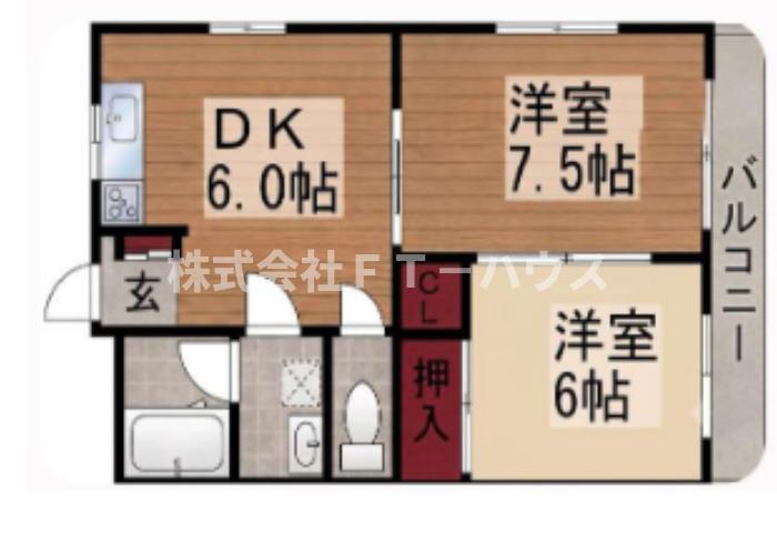 富士マンション(2DK/1階)の間取り写真