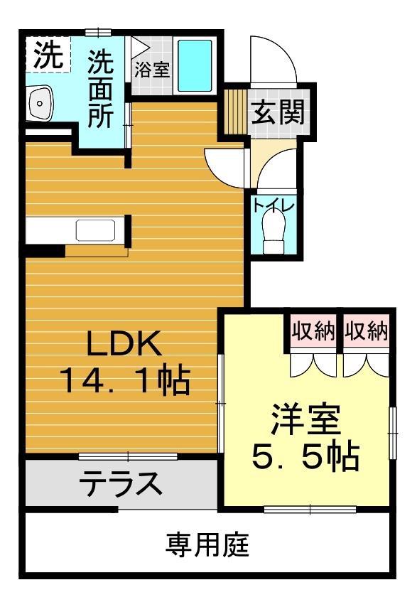 リバティパレス(1LDK/1階)の間取り写真