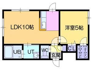 グランディールN16(1LDK/4階)の間取り写真