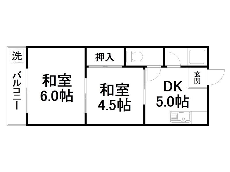 はしもとハイツ(2DK/1階)の間取り写真