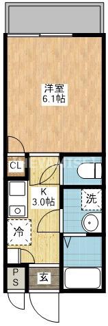 ヴィオラ東町I(1K/1階)の間取り写真