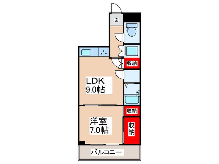 中銀両国マンシオン(1LDK/2階)の間取り写真
