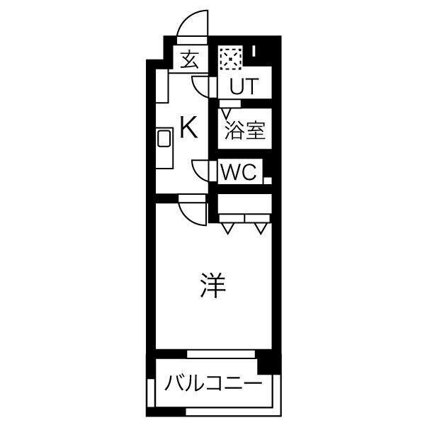 BLUEWING鯉江本町(1K/2階)の間取り写真