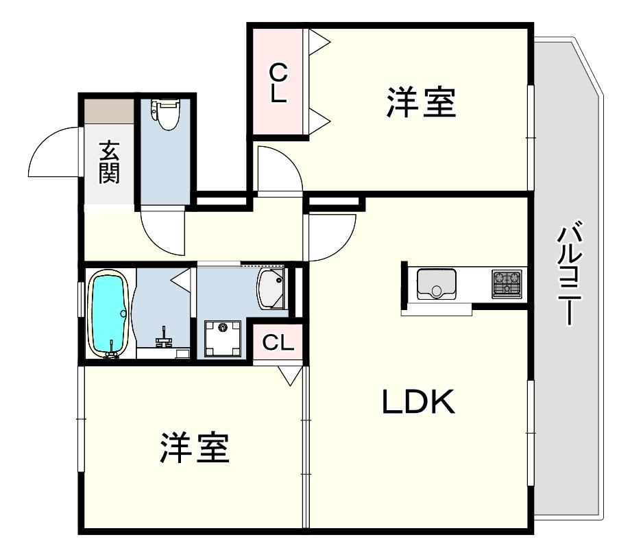 エクセルコートⅡ(2LDK/1階)の間取り写真