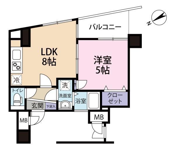 大森北1丁目マンション(1LDK/4階)の間取り写真